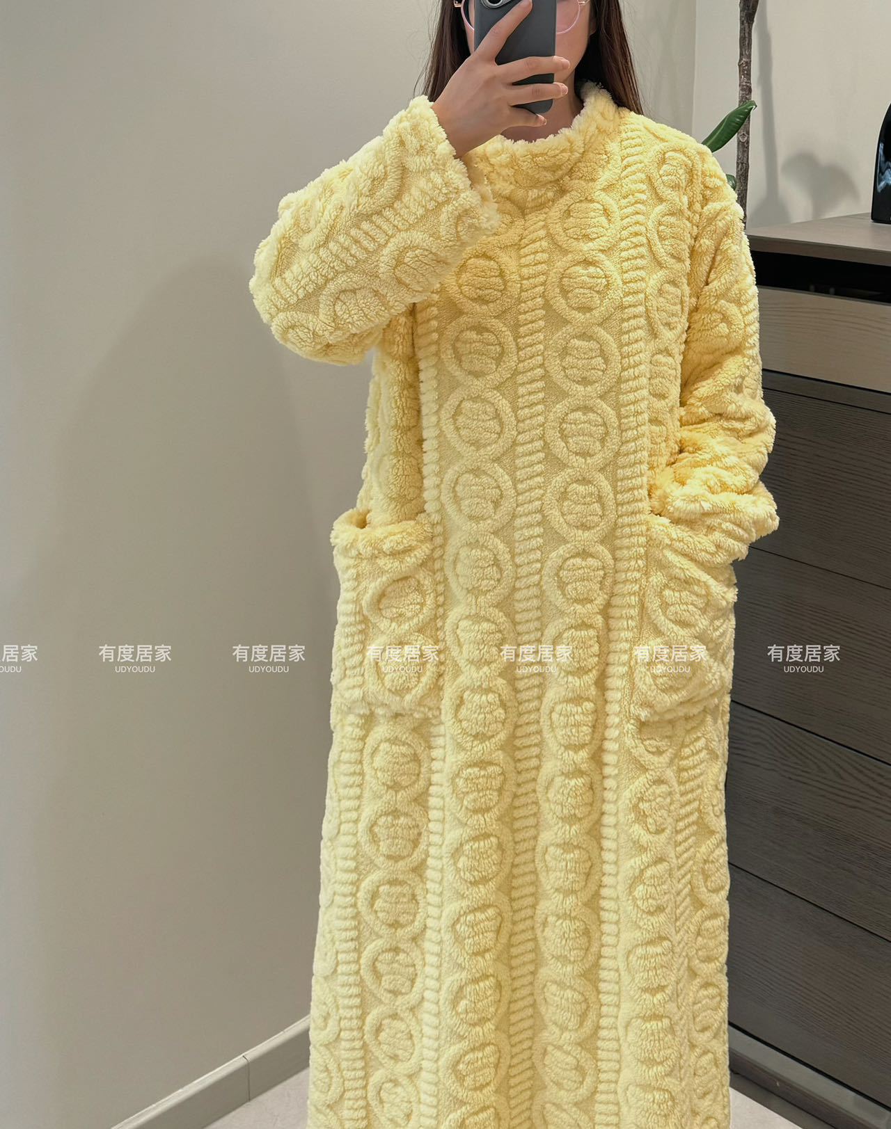 珊瑚绒睡裙女冬季加绒加厚大被子睡袍中长款睡衣法兰绒家居服韩版详情14
