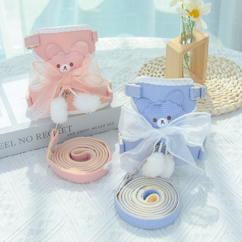 新款猫咪牵引绳防挣脱专用溜猫绳遛猫绳背心式背带栓小猫绳子猫链详情4