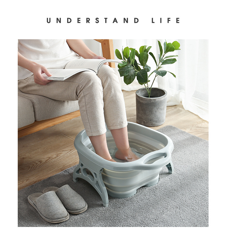 便捷式折叠足浴盆 按摩足浴桶新款带滚轮洗脚盆详情16