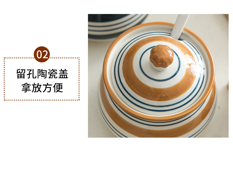 日式调味罐陶瓷猪油罐耐高温大容量厨房餐具带盖勺多款式热销套装详情13