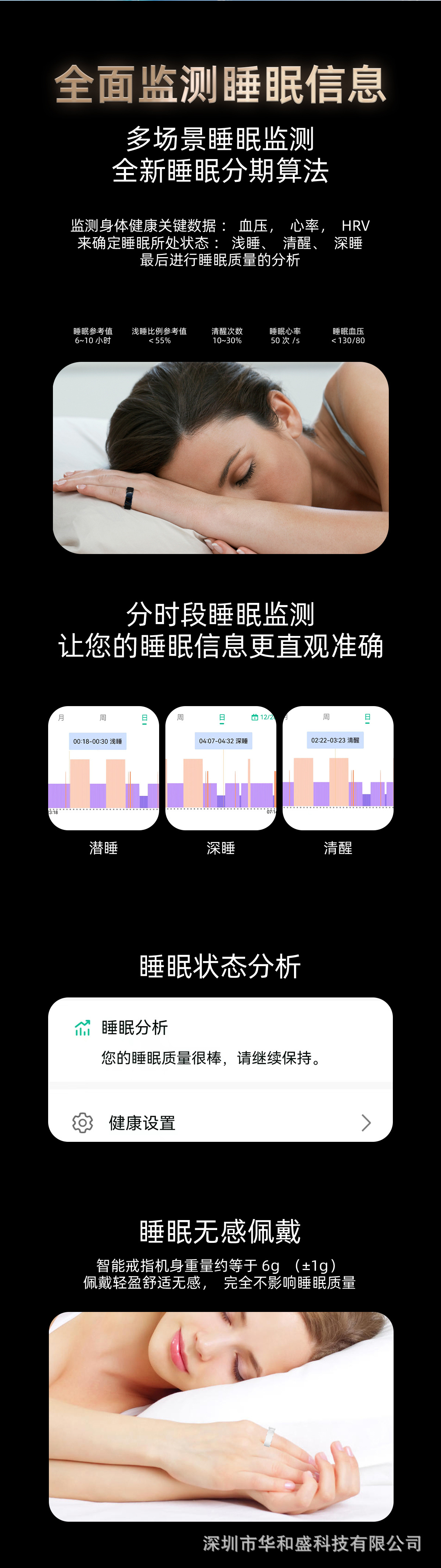 1010跨境新品智能戒指运动健康心率血氧睡眠数据监测防水饰品情侣戒指详情7