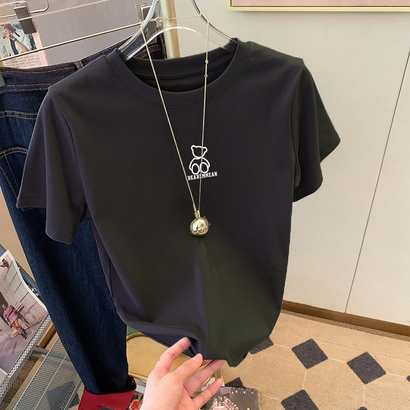 圆领短袖T恤女2025夏季新款精梳棉时尚百搭洋气减龄宽松显瘦ins潮详情14