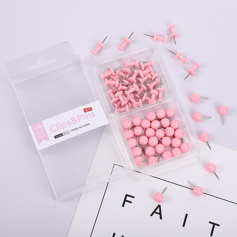 Cross-border 2-in-1 office combo set, macaron-colored large and small paper clip, ticket holder, thumbtack, swallowtail clip, box set pic 14