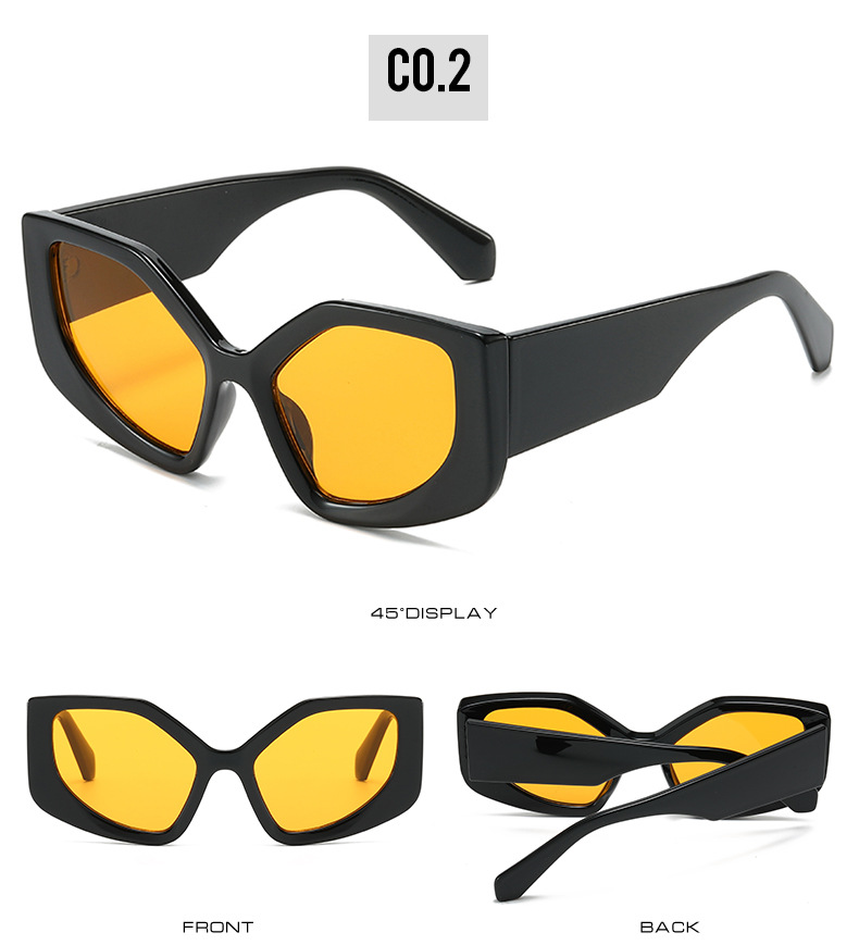 2023跨境新款猫眼太阳镜 欧美亚马逊新品热款个性炫彩彩虹色墨镜详情8