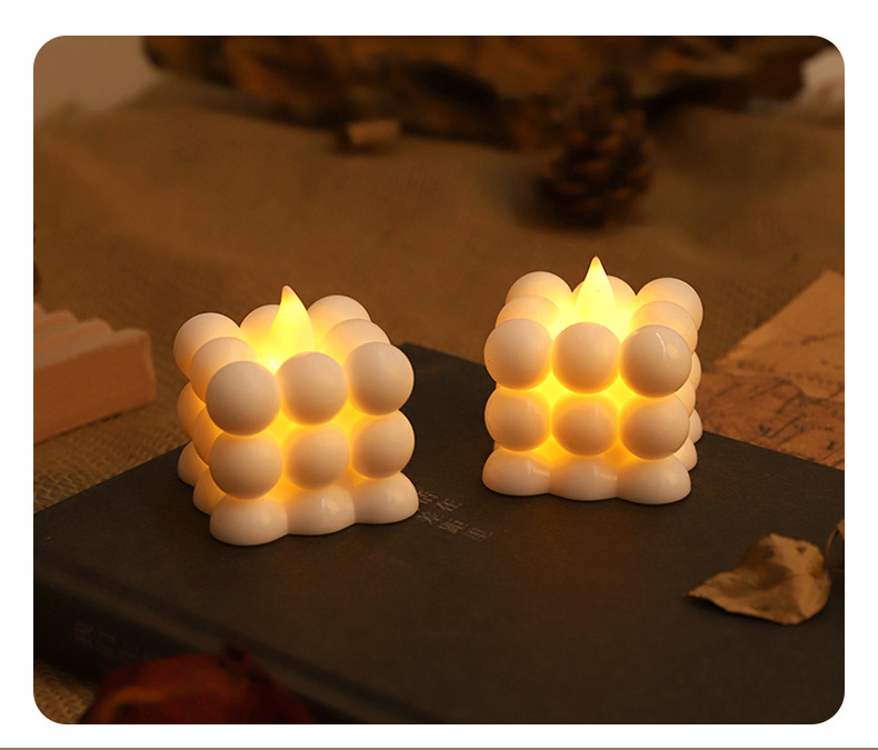 搪胶圆点魔方电子蜡烛摆件拍照道具装饰品仿真LED蜡烛生日派对蜡烛香薰蜡烛玻璃烛杯白蜡烛生日闪闪发光的蜡烛详情7