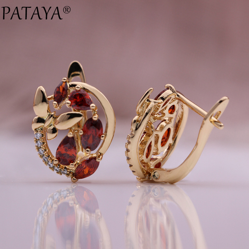 PATAYA585 rose gold electroplated earrings, cross-border direct supply, AliExpress multi-color zircon butterfly earrings pic 9