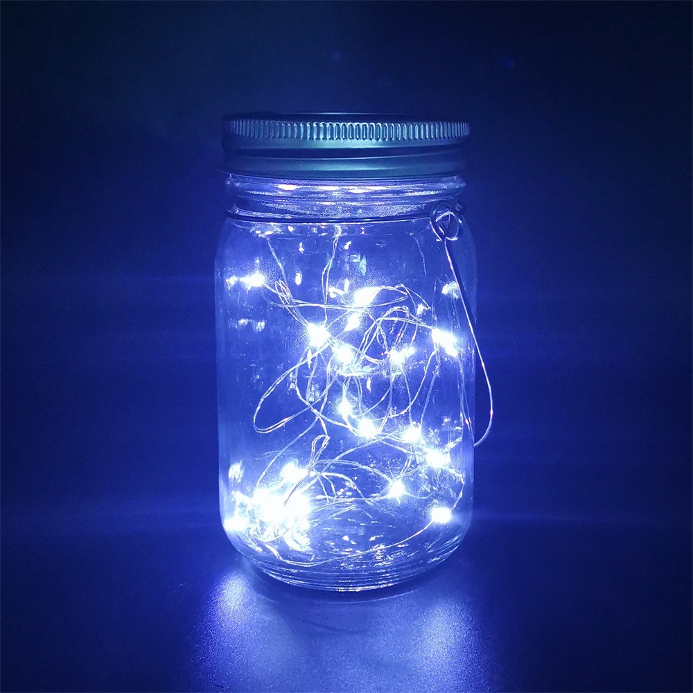 Solar Mason can light led copper wire string starry sky Fairy tale firefly solar Mason bottle cap pic 10