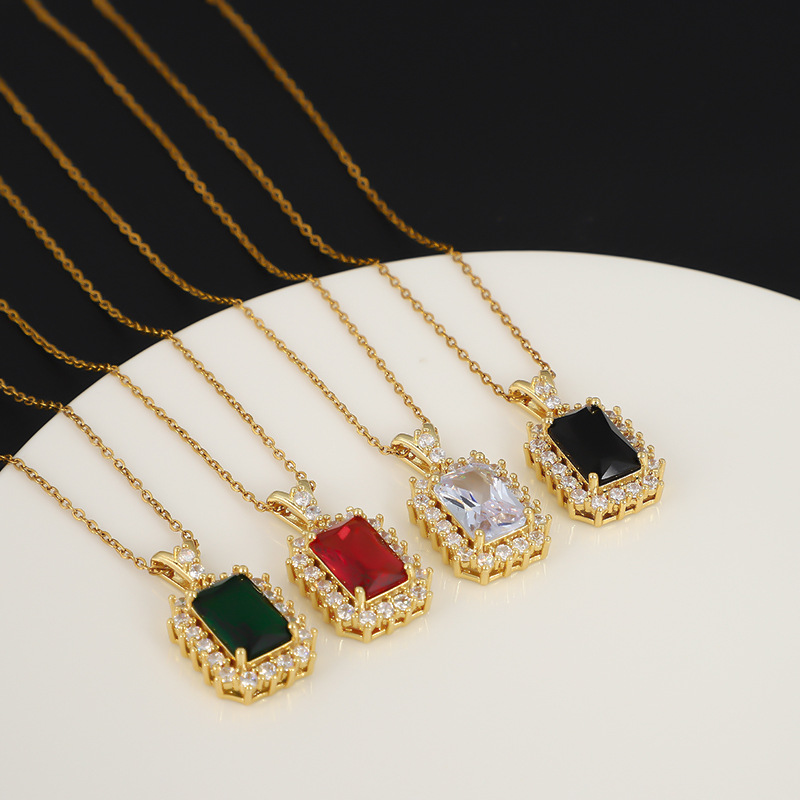 Retro zircon necklace for women, non-fading, light luxury high-end titanium steel collarbone chain accessory manufacturer wholesale pic 5