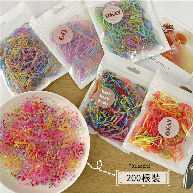 袋装彩色一次性皮筋高弹强拉不断橡皮筋女童发发圈基础发饰品详情9