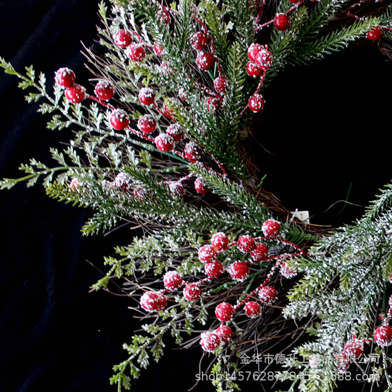 Desheng Thanksgiving Decoration Cross-border e-commerce Amazon Red Fruit, Snow, Frost, snow Powder Flower Wreath Christmas decoration pic 18