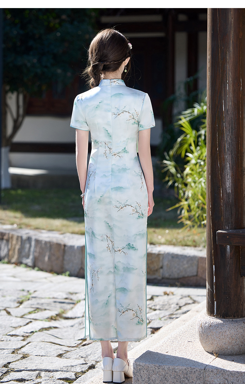 国潮腊梅双层醋酸旗袍春夏新款年轻款改良新中式国风日常详情16