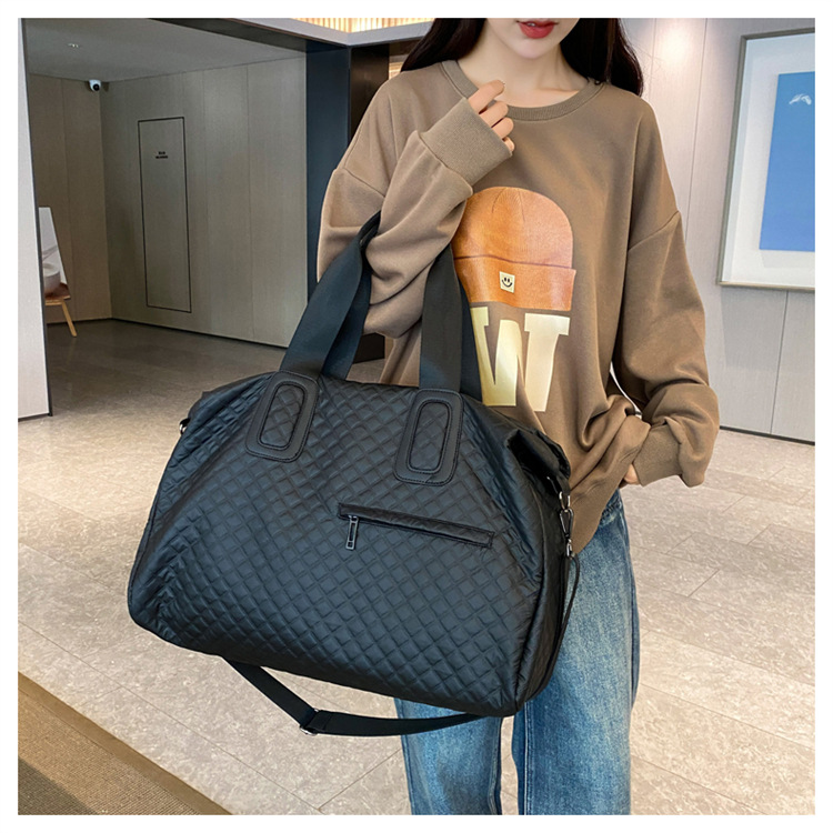 旅游手提包女时运动健身包尚韩版菱格跨境出门短途大容量旅行包详情37