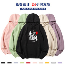 秋冬男士潮牌大码纯色连帽加厚加绒圆领卫衣定制印logo班服工作服详情7