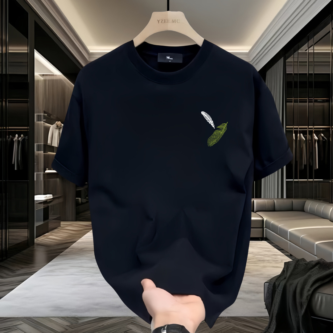 Camiseta de manga corta americana de algodón blanco hombre verano 2025 nueva marca de moda letras sueltas estampado top pic 6