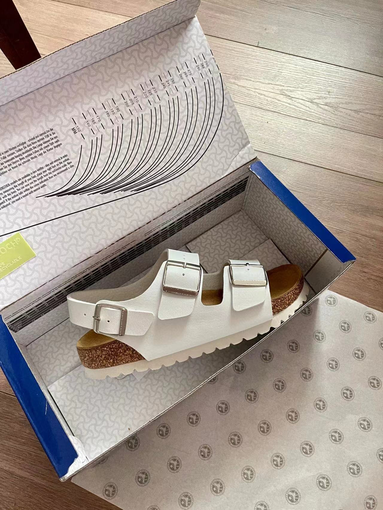 BK全牛皮勃肯鞋真皮软木凉鞋复古男女款厚底双排扣棕色大码博肯鞋详情33