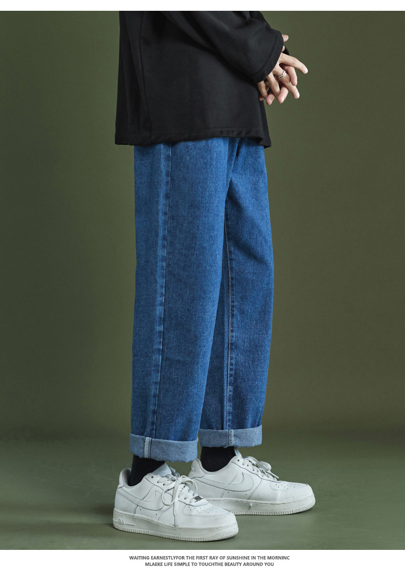 Wide-leg loose straight-leg jeans for summer 2022, versatile high street style for men, casual long pants for men, trendy bf style for men pic 14