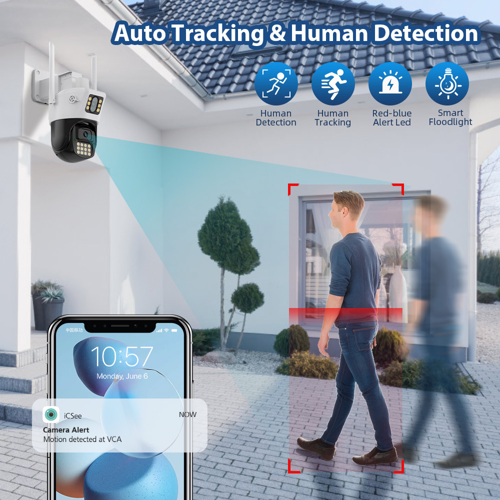 ICSEE dual-camera gun ball surveillance camera, a 360-degree home outdoor high-definition monitor with no blind spots pic 7