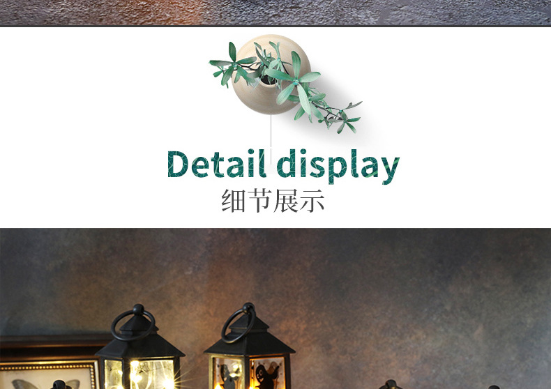 跨境新款万圣节装饰南瓜灯小风灯万圣节装扮道具用品桌面小夜灯详情9