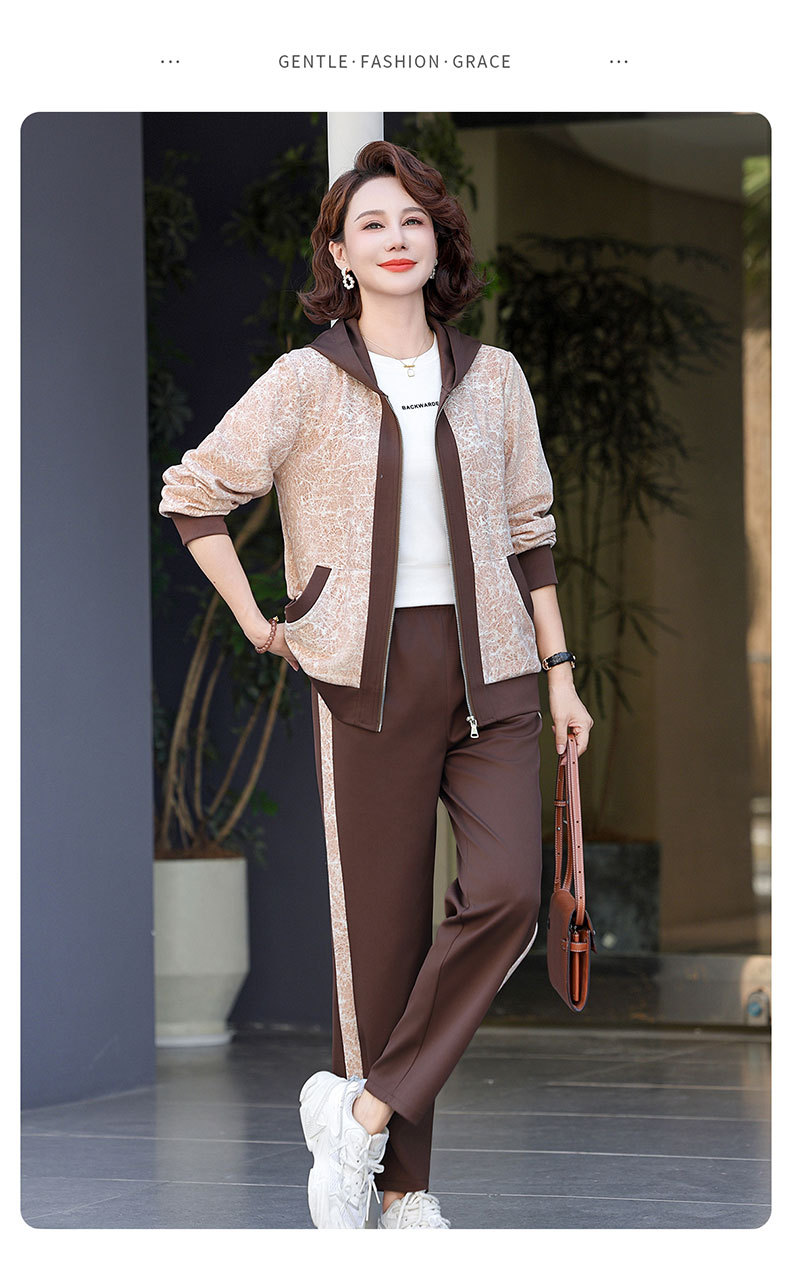 Madre de edad media otoño traje 2024 nuevo medio y viejo mujer otoño chaqueta casual abrigos moda ropa deportiva pic 20