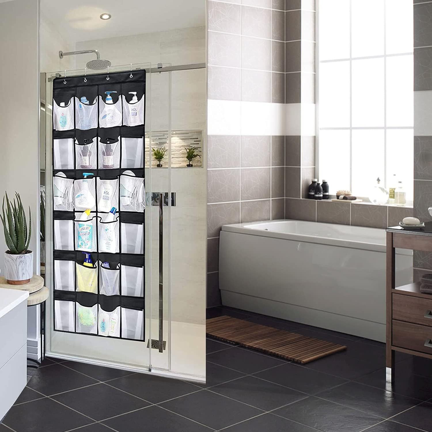 跨境热卖24格门后挂袋储物袋收纳袋鞋子收纳袋多层网格收纳挂袋详情16