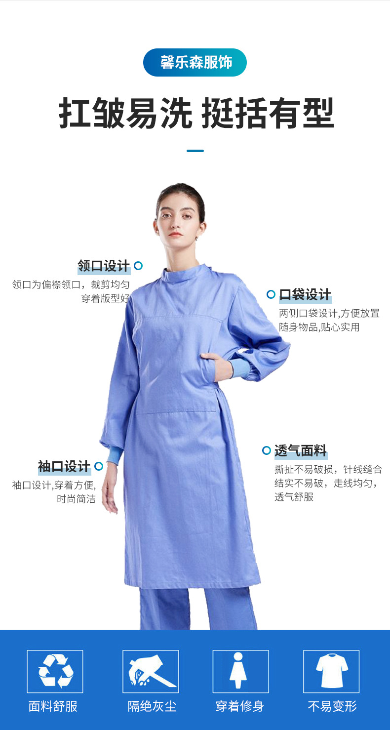 连体手术衣 手术室用长袖工作服 医生手术袍洗手服半包全包隔离衣详情5