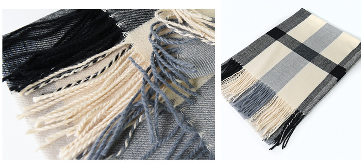 2022 New style of checkered scarf, Japanese and Korean fashion autumn and winter faux cashmere scarf for women, thick and warm scarf pic 12