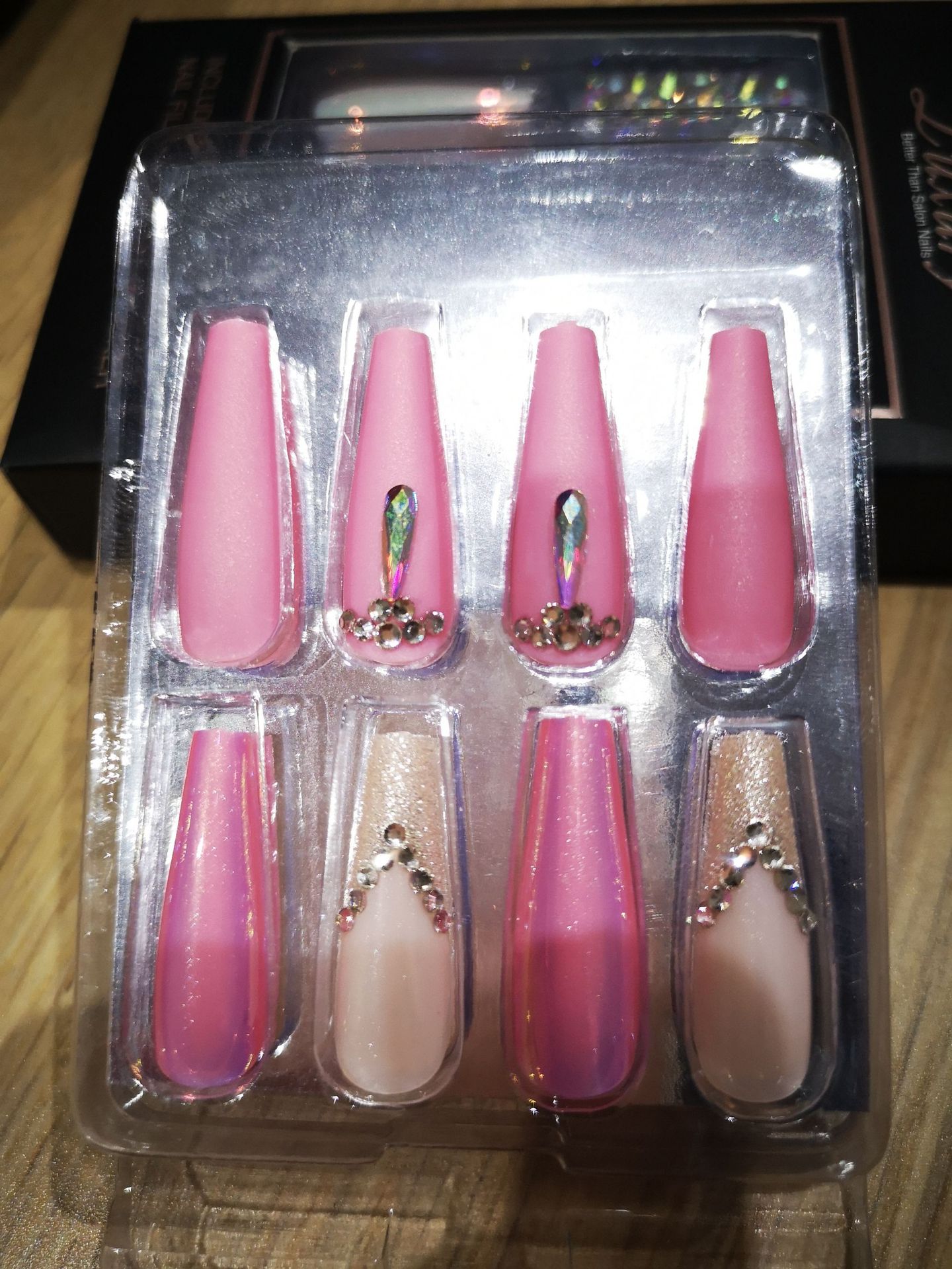Special offer on 30 pieces of long ballet nail nail patches with diamonds pic 47