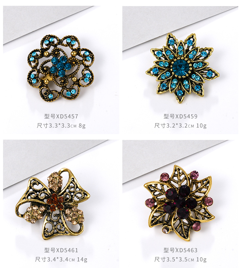 亚马逊时尚外贸卡装镶水钻胸针 合金水钻小别针胸花服饰 配饰批发详情7
