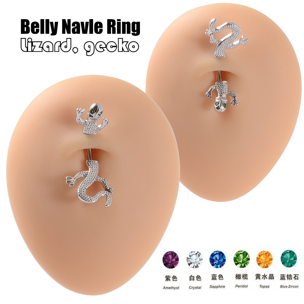 跨境潮流心形锆石穿刺饰品蝴蝶蛇形肚脐环十字架吊坠肚脐钉详情1