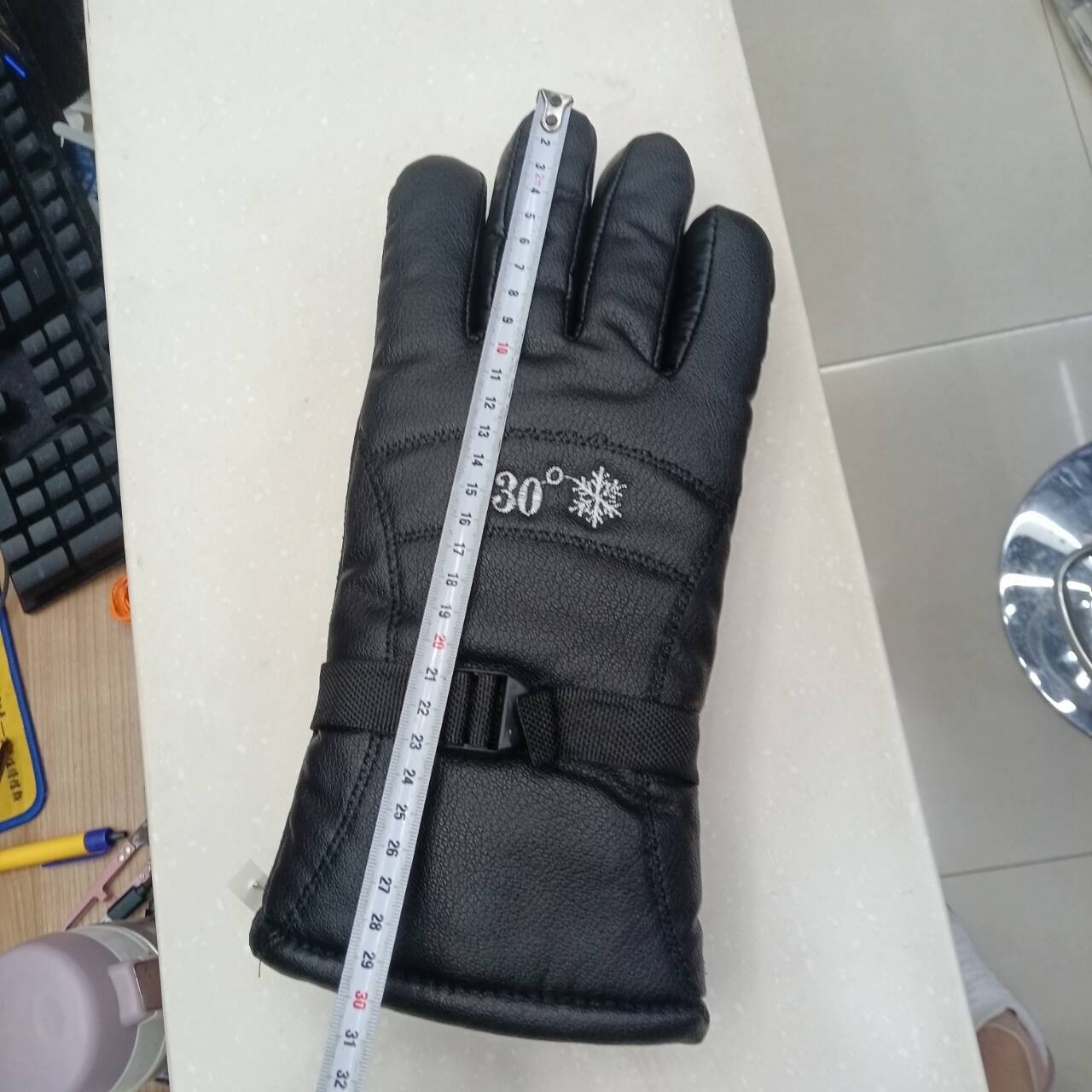 跨境加长加厚PU骑行手套加绒防滑防水滑雪保暖手套详情9