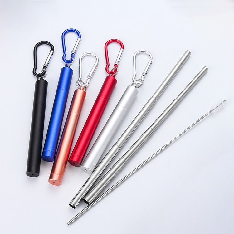 collapsible stainless steel straw Amazon Bestseller Collapsible straw Portable pack Portable easy to clean reusable stainless steel pic 7