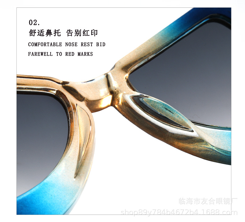 欧美新款大框蝴蝶猫眼女士跨境太阳镜时尚个性走秀街拍墨镜眼镜详情6