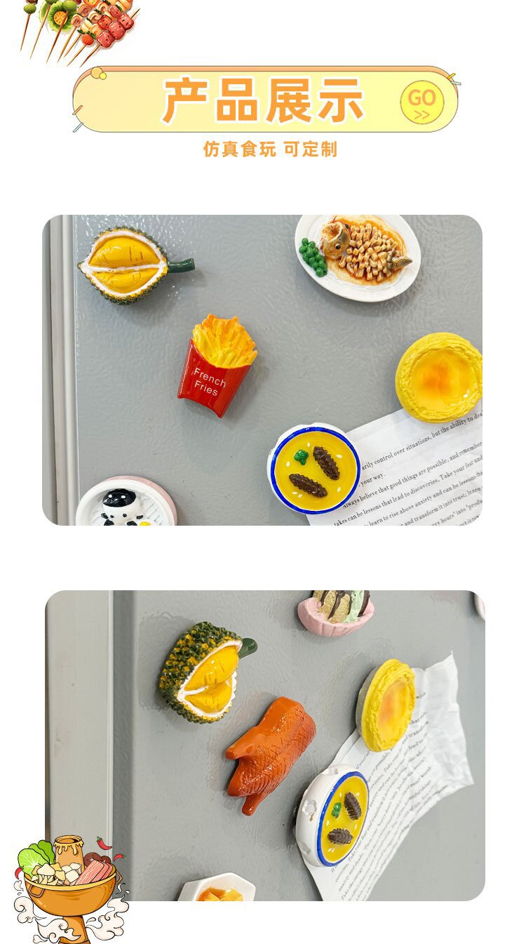 Simulated food, food toys, snacks, delicious kumquat and pear soup, refrigerator stickers, magnetic stickers, refrigerator decoration, magnetic stickers, creative stickers pic 4