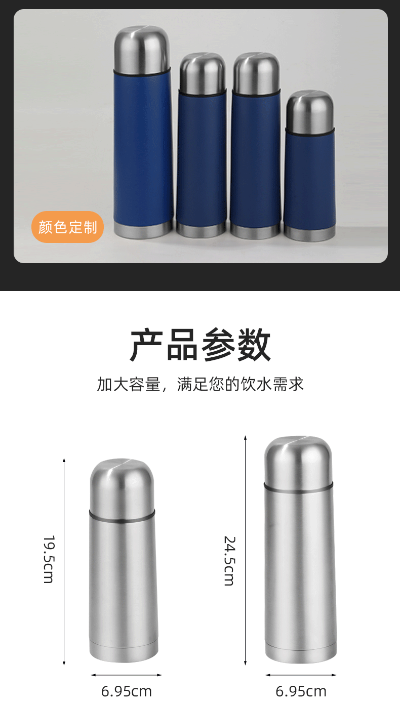 Stainless steel bullet-shaped vacuum insulated cup, anti-drop household large-capacity travel water cup, outdoor portable sports water bottle pic 15