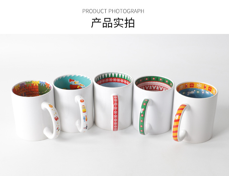 Heat-transferable cups with baked floral Christmas-coated ceramic cups, DIY cups, gifts for festivals pic 23