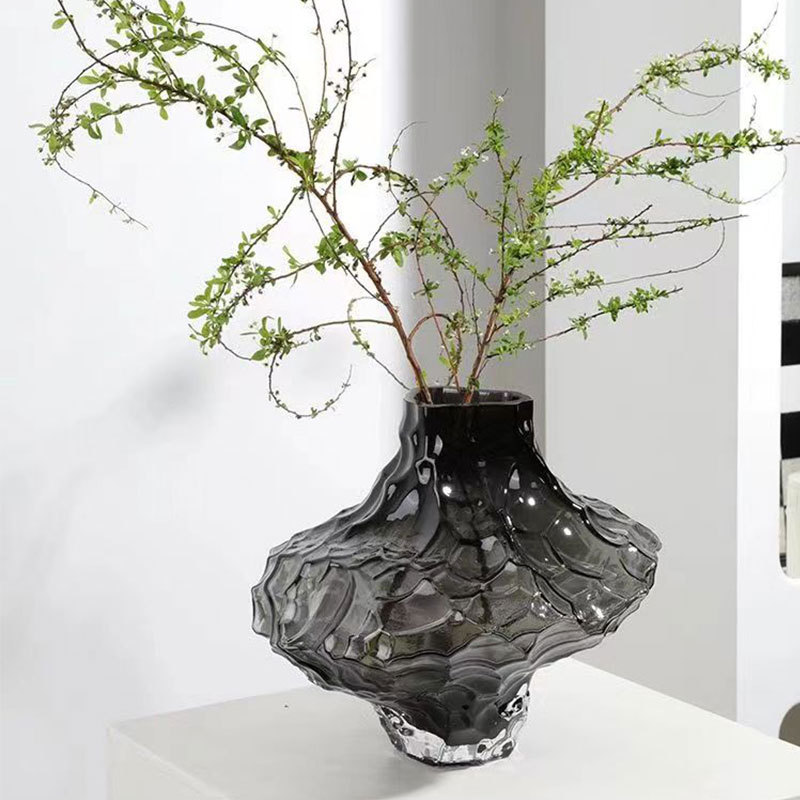 Nordic InS-style valley vase, irregular glass vase, high-end home living room decoration flower arrangement pic 18