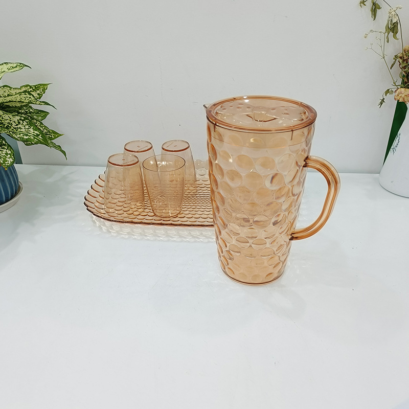 A new six-piece set of water bottle cup tray with orange dot pattern heat-resistant water cups pic 5