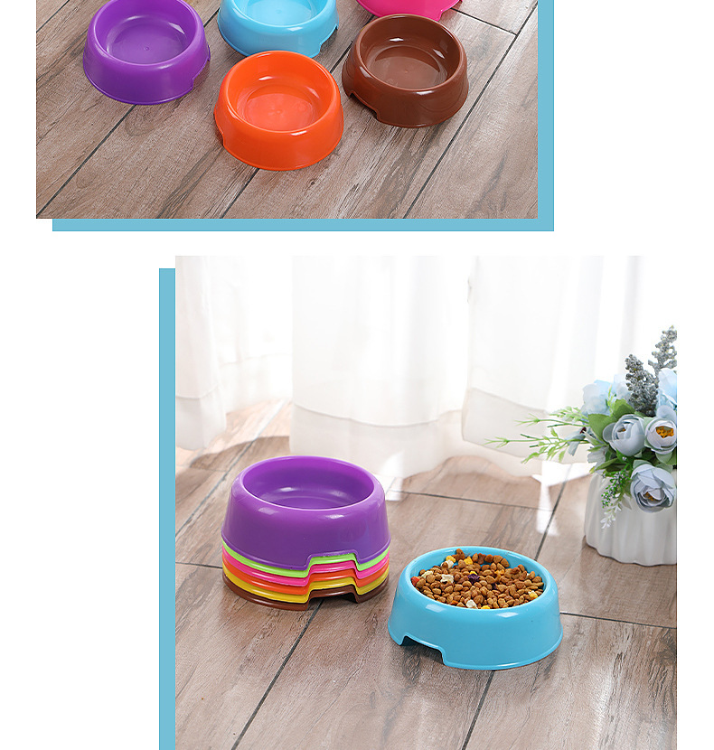 Pet feeding bowl, candy-colored round-mouthed plastic pet dog bowl, multi-color lightweight cat food bowl, single pet bowl pic 9