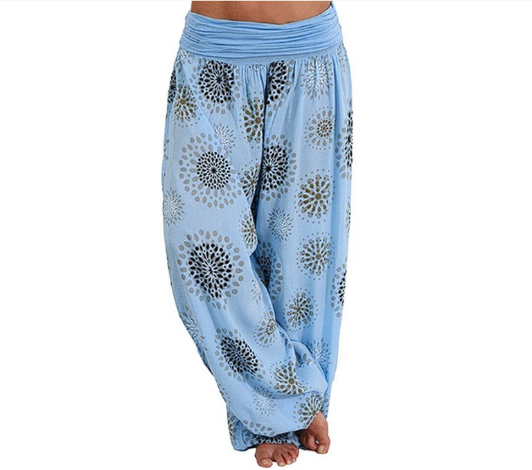 2023秋季亚马逊独立站女士时尚数码印花宽松阔腿裤哈伦休闲女长裤详情7