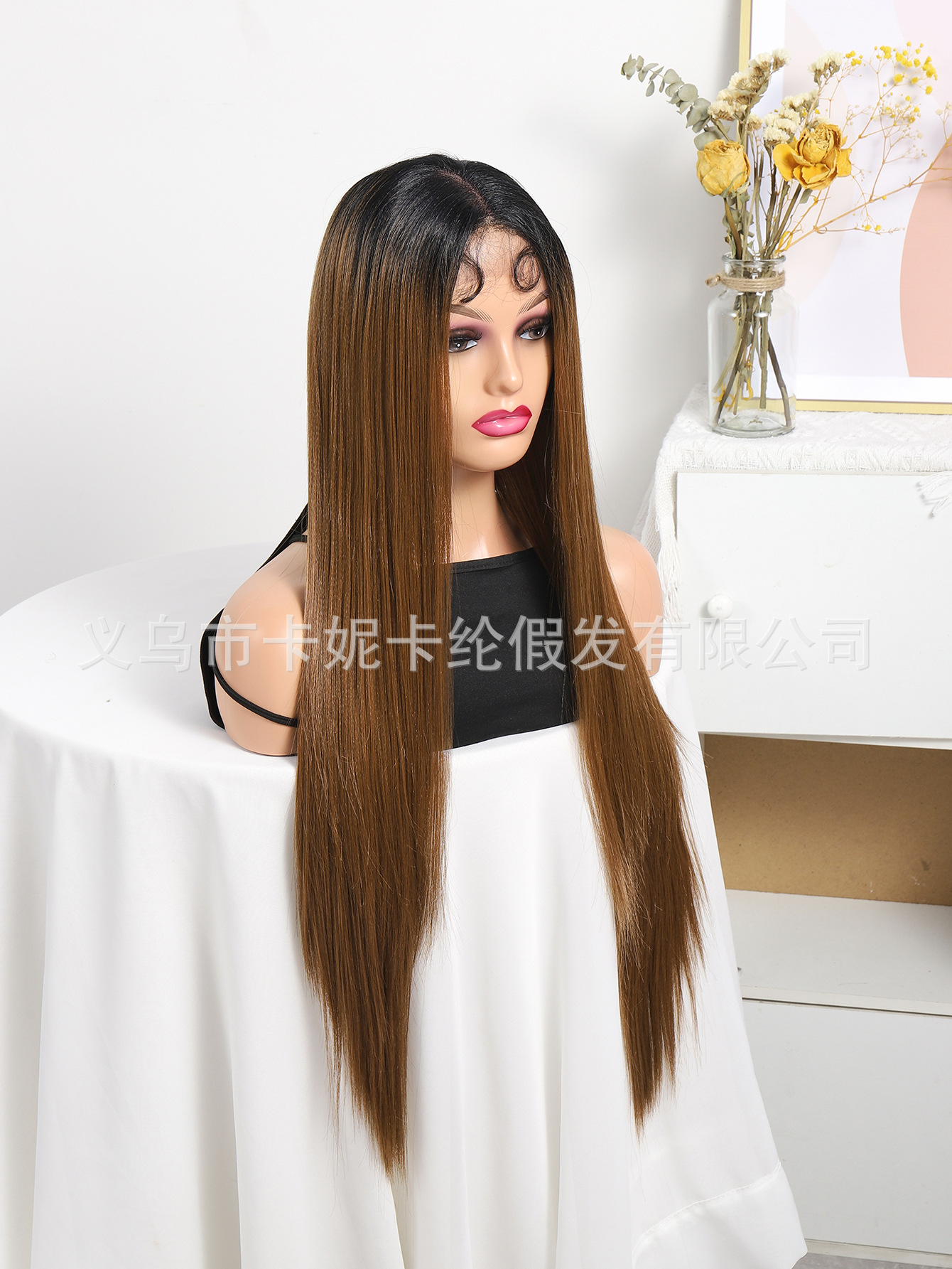 Newlook cross-border supply color creciente pelo largo encaje frontal media mano gancho seda de alta temperatura fibra química peluca mangas Wig pic 13