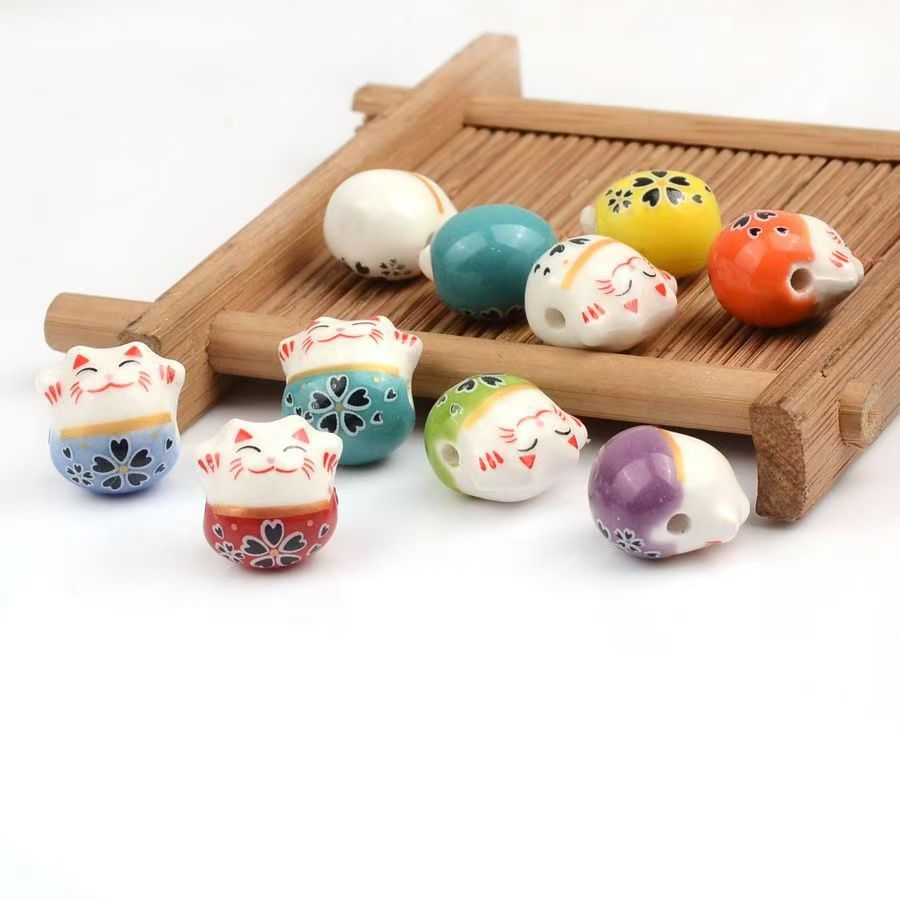 Simple and colorful ceramic pearlescent surface fish five-petal flower beads scattered beads diy handcrafted beaded bracelet decoration accessories pic 22