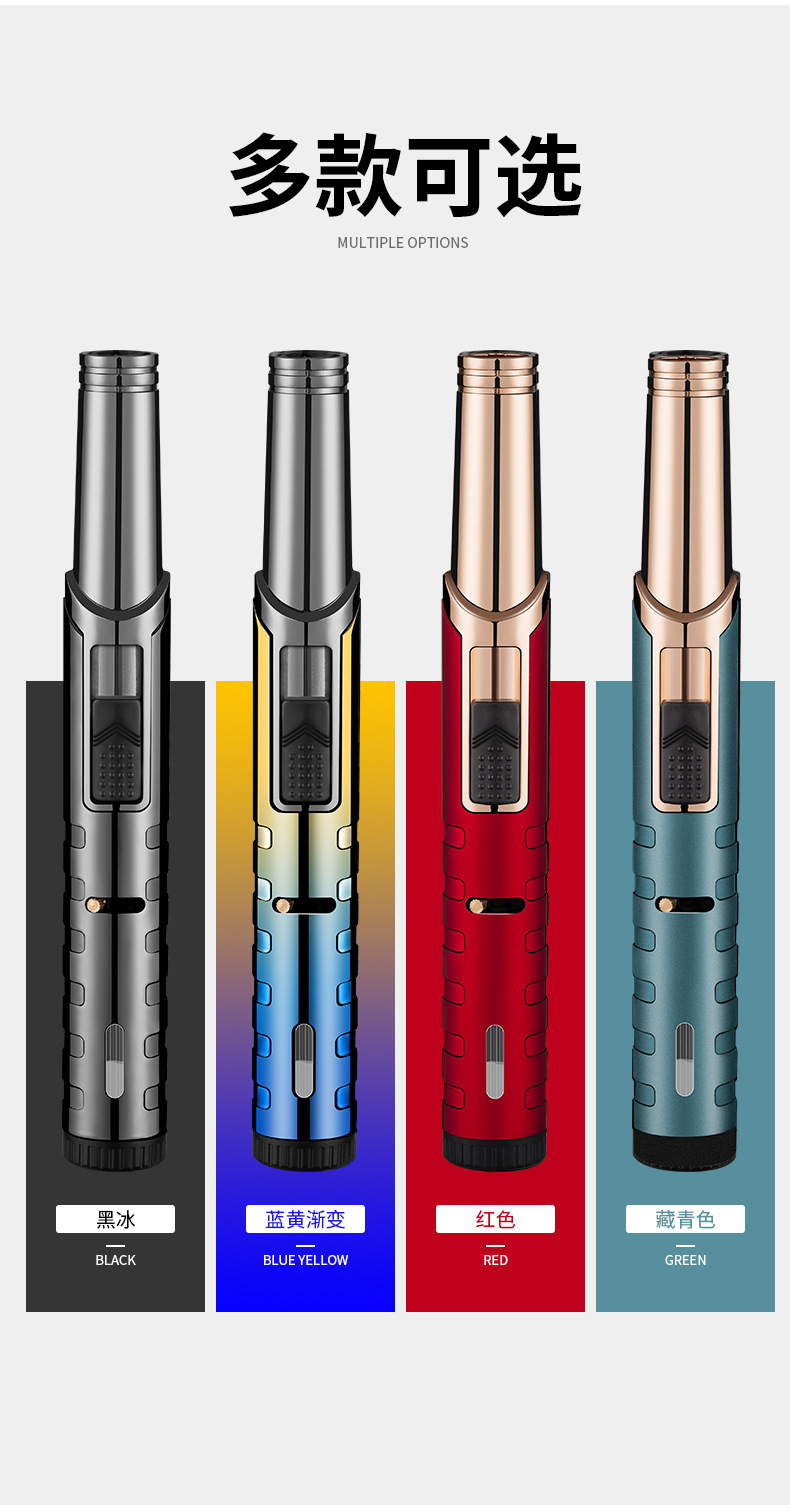 Simple moxibustion windproof lighter, cigar red mini compact high-temperature resistant creative inflatable Wenzhou lighter pic 24