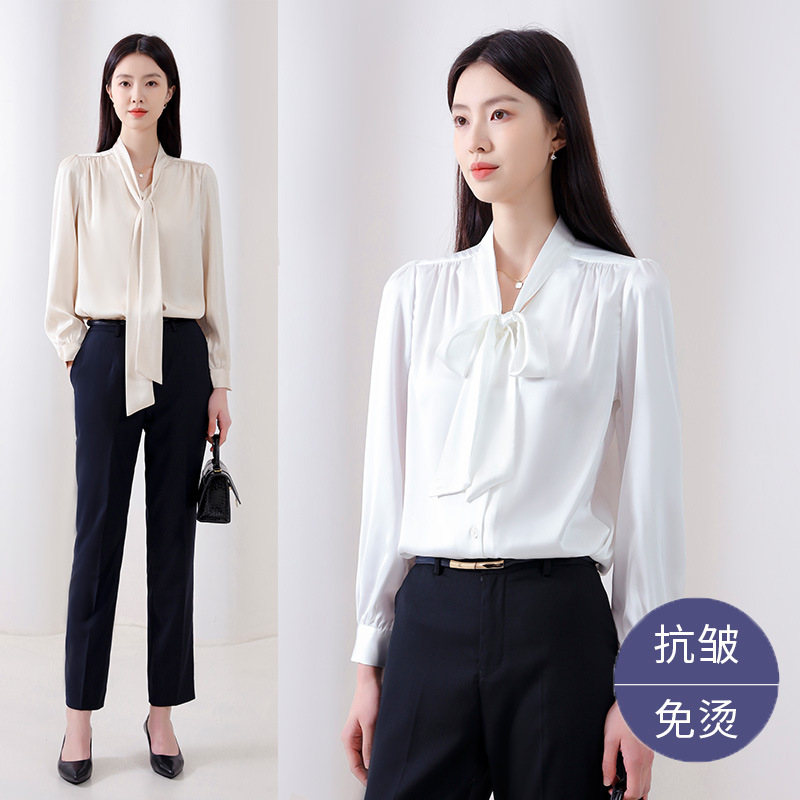 时尚衬衫女夏时尚宽松弹力透气女士长袖衬衣气质职业上衣工装详情5