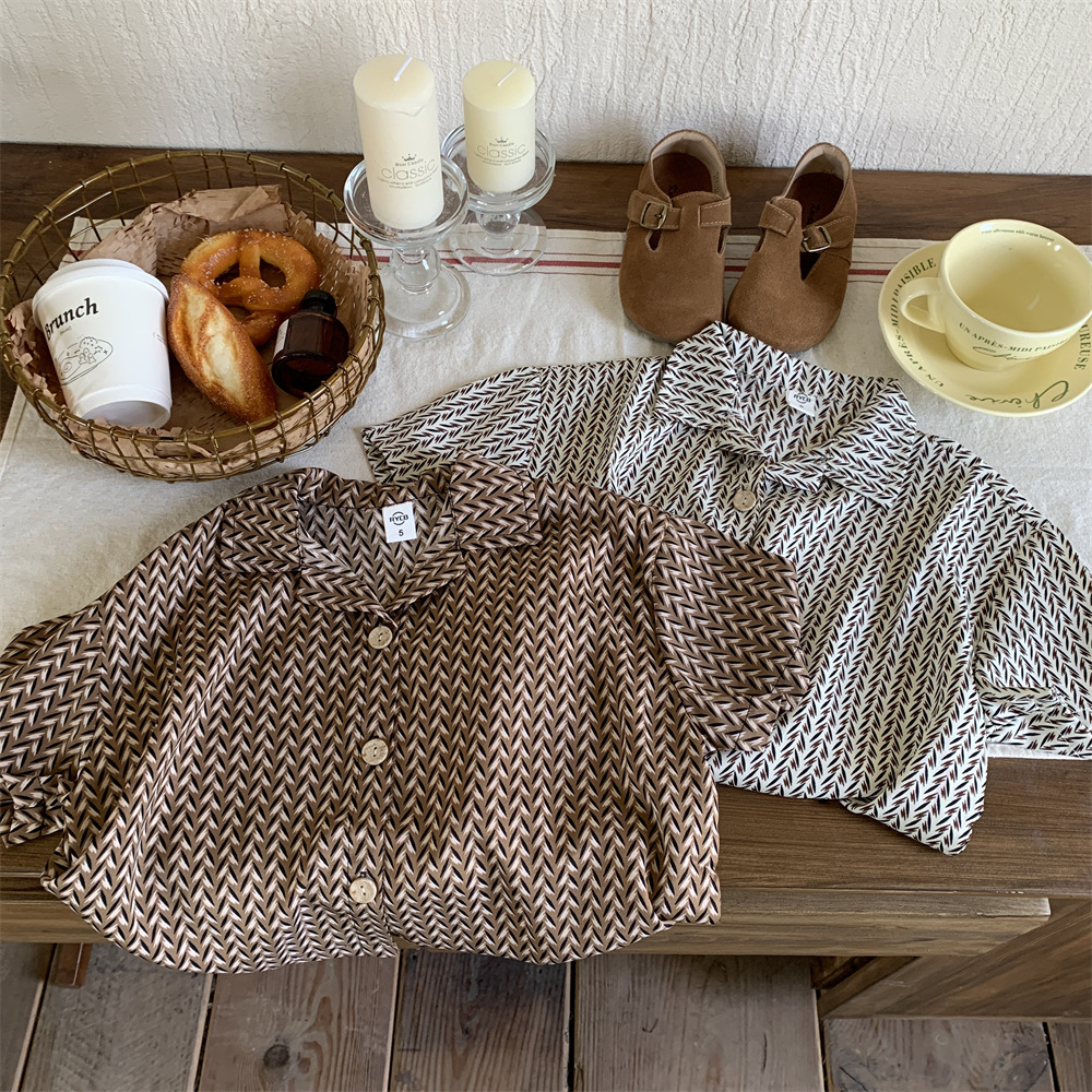 织里童装男童衬衫夏装2023新款夏季儿童休闲风印花休闲短袖衬衣潮详情11