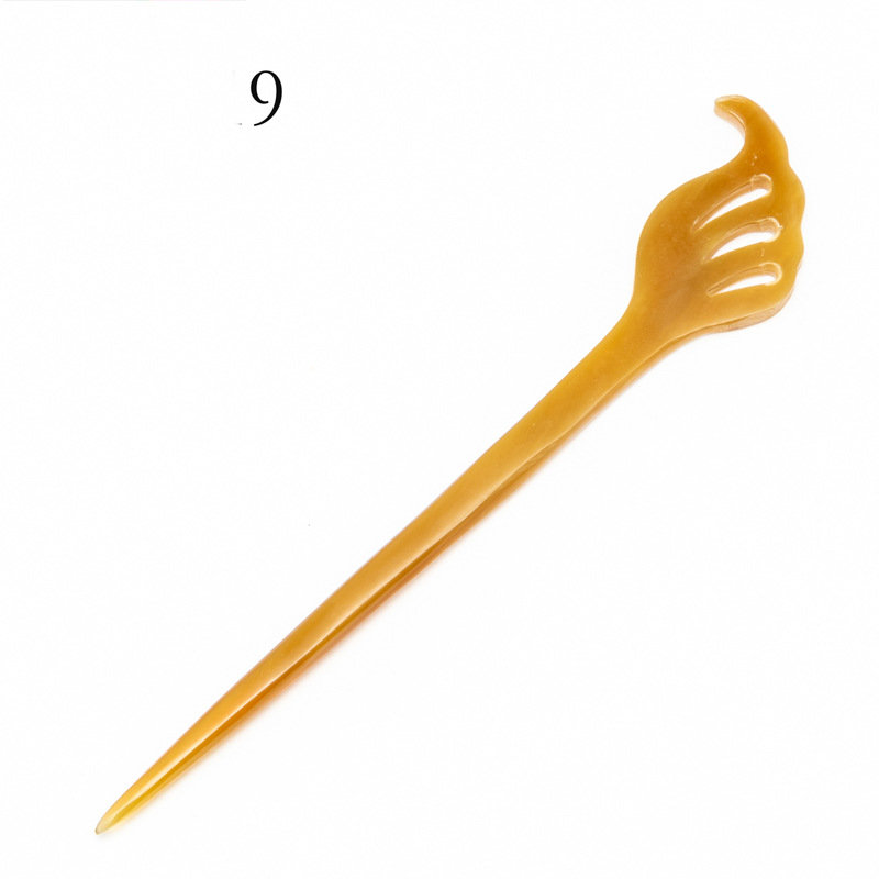 经典牛角发叉发饰 天然女式黄牛角发簪 手工打磨牛角簪子厂家直销详情31