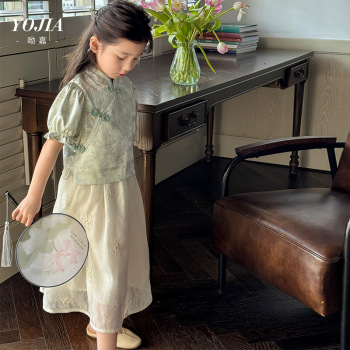 国潮YOJIA女童国风连衣裙夏装2025新款中式超仙女孩公主裙儿童节裙子详情3
