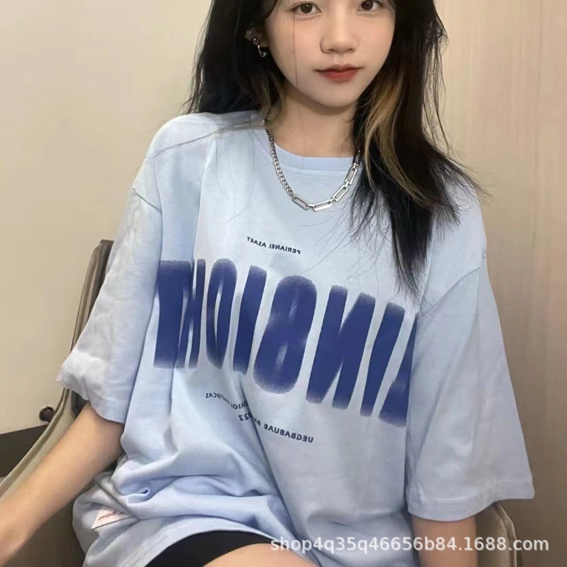 跨境外贸夏季新款韩版女装短袖t恤女式宽松大码印花t上衣地摊批发详情33