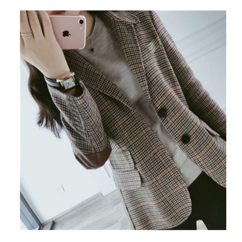 格子西装外套女春秋2022年新款韩版英伦风短款女士毛呢休闲小西服详情6