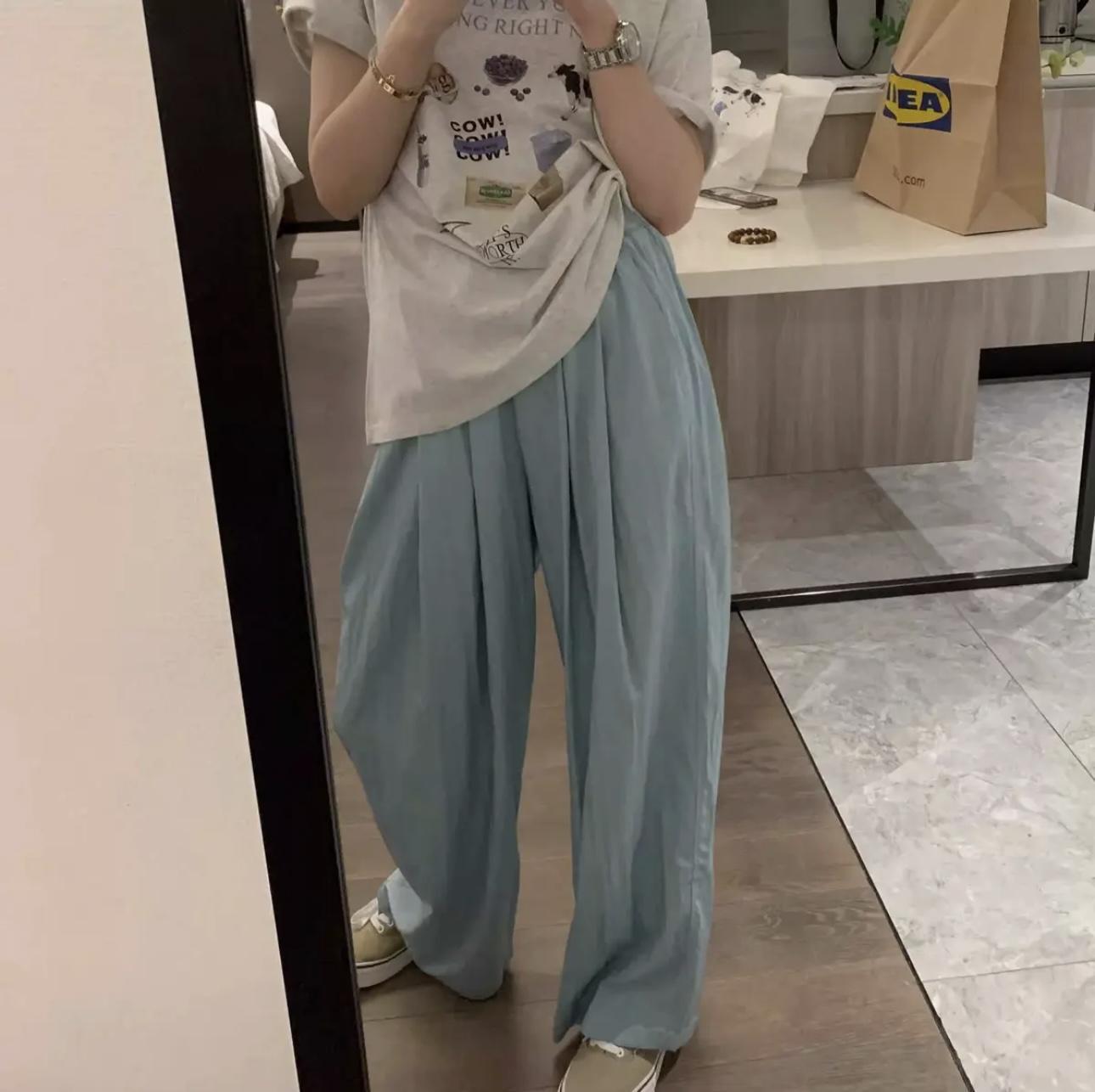 高级感白色奶芙裤醋酸山本裤女春夏奶油日系慵懒休闲阔腿裤拖地裤详情40