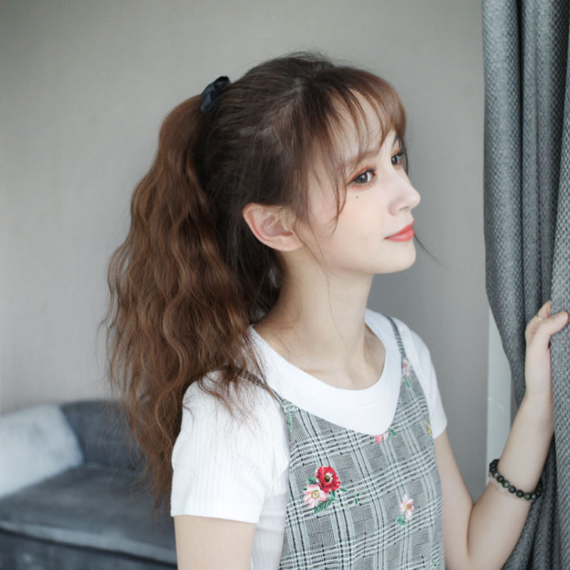 A wig for women with long hair, a water ripple high ponytail magic tool, a corn perm for curly hair, and a simulated tied ponytail style pic 9
